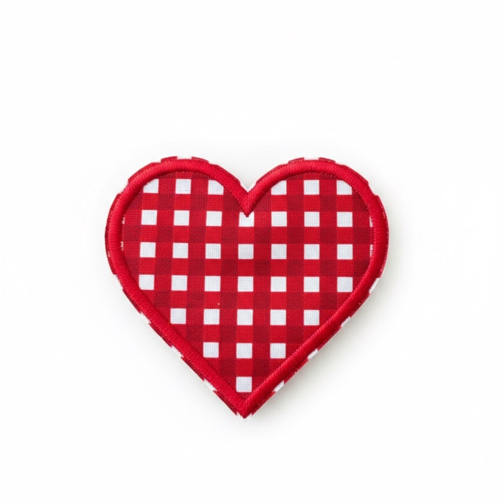 Red Gingham Heart Iron On & Sticker Patch